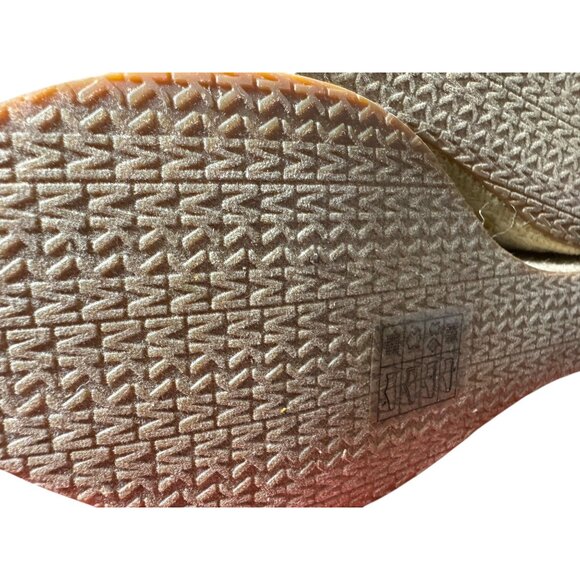 Michael Kors Navy Blue Canvas & Jute Wedge Sandals With Gold Zipper‎ Size 9.5 - Picture 9 of 11